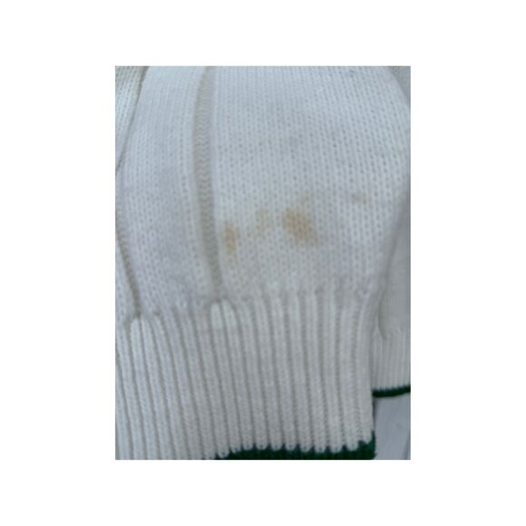 Vintage 80s Floral Fair Isle Cable Knit Sweater White Red Green (Womens M/L) - Picture 4 of 5